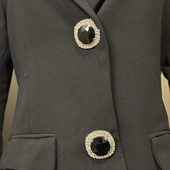 NWT Alex Vinash Womens Large Bow Open Back Crystal Button Blazer Jacket Dress - Picture 2 of 8